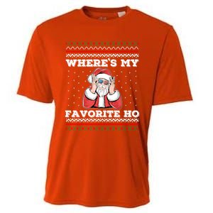 WhereS My Favorite Ho Funny Santa Ugly Christmas Sweater Gift Cooling Performance Crew T-Shirt