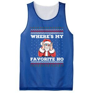 WhereS My Favorite Ho Funny Santa Ugly Christmas Sweater Gift Mesh Reversible Basketball Jersey Tank