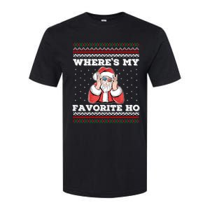 WhereS My Favorite Ho Funny Santa Ugly Christmas Sweater Gift Softstyle CVC T-Shirt