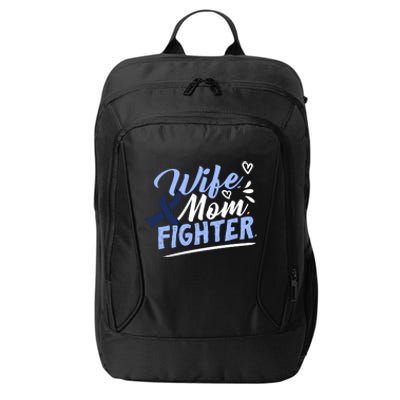 Wife Mom Fighter Colon Cancer Awareness Ribbon Survivor Cute Gift City Backpack