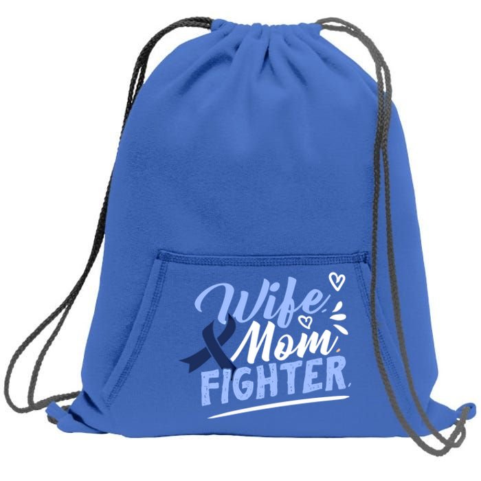 Wife Mom Fighter Colon Cancer Awareness Ribbon Survivor Cute Gift Sweatshirt Cinch Pack Bag