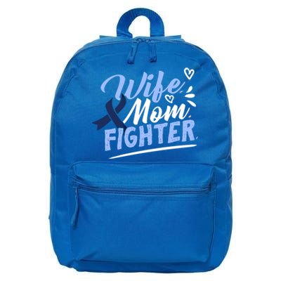 Wife Mom Fighter Colon Cancer Awareness Ribbon Survivor Cute Gift 16 in Basic Backpack