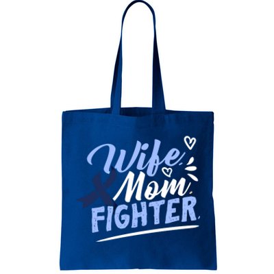 Wife Mom Fighter Colon Cancer Awareness Ribbon Survivor Cute Gift Tote Bag