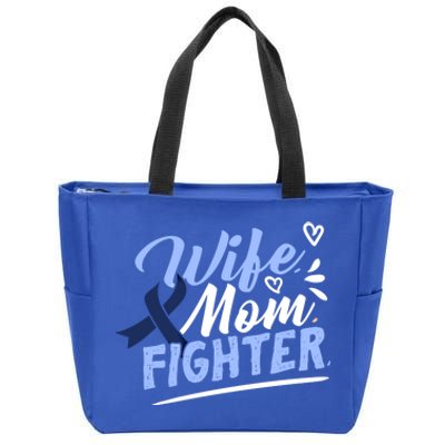 Wife Mom Fighter Colon Cancer Awareness Ribbon Survivor Cute Gift Zip Tote Bag