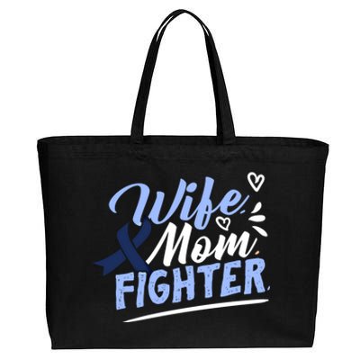 Wife Mom Fighter Colon Cancer Awareness Ribbon Survivor Cute Gift Cotton Canvas Jumbo Tote