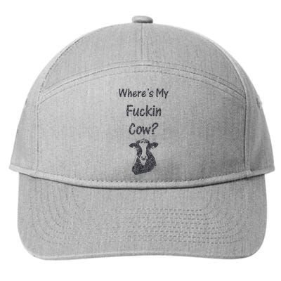 WhereS My Fucking Cow Funny Farmer 7-Panel Snapback Hat