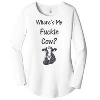 WhereS My Fucking Cow Funny Farmer Women's Perfect Tri Tunic Long Sleeve Shirt