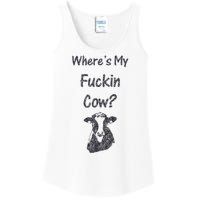 WhereS My Fucking Cow Funny Farmer Ladies Essential Tank