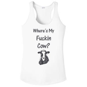 WhereS My Fucking Cow Funny Farmer Ladies PosiCharge Competitor Racerback Tank