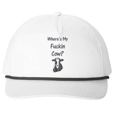 WhereS My Fucking Cow Funny Farmer Snapback Five-Panel Rope Hat