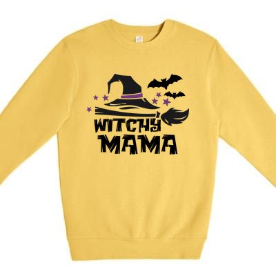 Witchy Mama Funny Halloween Witch Mom Spooky Cute Gift Premium Crewneck Sweatshirt