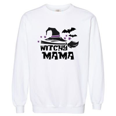 Witchy Mama Funny Halloween Witch Mom Spooky Cute Gift Garment-Dyed Sweatshirt