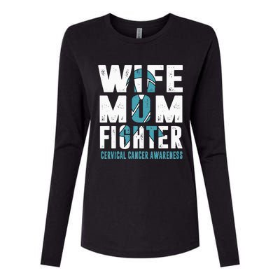 Wife Mom Fighter Cervical Cancer Awareness Womens Cotton Relaxed Long Sleeve T-Shirt