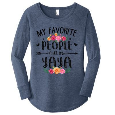 Womens My Favorite People Call Me Yaya Mother's Day Gift Women's Perfect Tri Tunic Long Sleeve Shirt