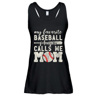 Womens My Favorite Baseball Player Calls Me Mom Cheer Mother Ladies Essential Flowy Tank