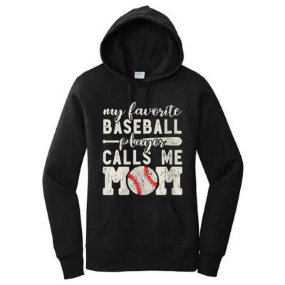 Womens My Favorite Baseball Player Calls Me Mom Cheer Mother Women's Pullover Hoodie