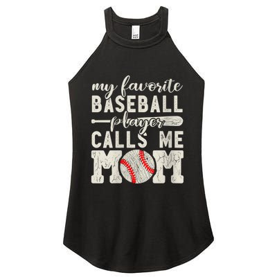 Womens My Favorite Baseball Player Calls Me Mom Cheer Mother Women's Perfect Tri Rocker Tank