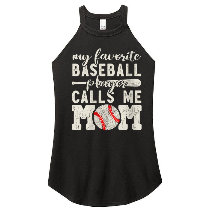 Womens My Favorite Baseball Player Calls Me Mom Cheer Mother Women's Perfect Tri Rocker Tank