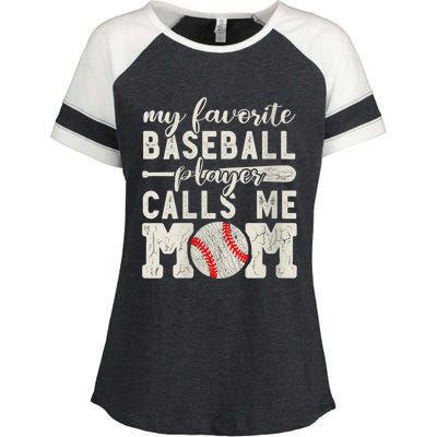 Womens My Favorite Baseball Player Calls Me Mom Cheer Mother Enza Ladies Jersey Colorblock Tee