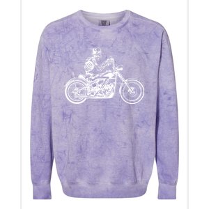 Wo Motorcycle Great Gift Motif Biker Funny Gift Road Trip Freedom Skull Gift Colorblast Crewneck Sweatshirt