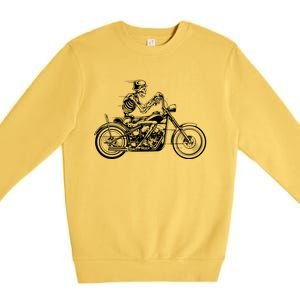 Wo Motorcycle Great Gift Motif Biker Funny Gift Road Trip Freedom Skull Gift Premium Crewneck Sweatshirt