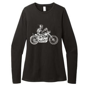 Wo Motorcycle Great Gift Motif Biker Funny Gift Road Trip Freedom Skull Gift Womens CVC Long Sleeve Shirt