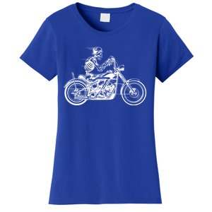 Wo Motorcycle Great Gift Motif Biker Funny Gift Road Trip Freedom Skull Gift Women's T-Shirt