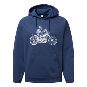 Wo Motorcycle Great Gift Motif Biker Funny Gift Road Trip Freedom Skull Gift Performance Fleece Hoodie