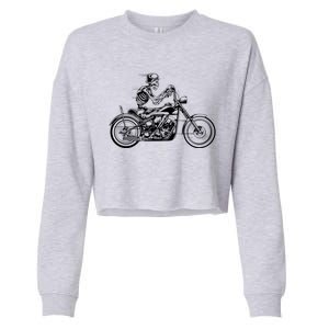 Wo Motorcycle Great Gift Motif Biker Funny Gift Road Trip Freedom Skull Gift Cropped Pullover Crew