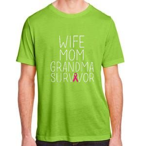 Wife Mom Grandma Survivor Pink Ribbon Breast Cancer Gift Adult ChromaSoft Performance T-Shirt