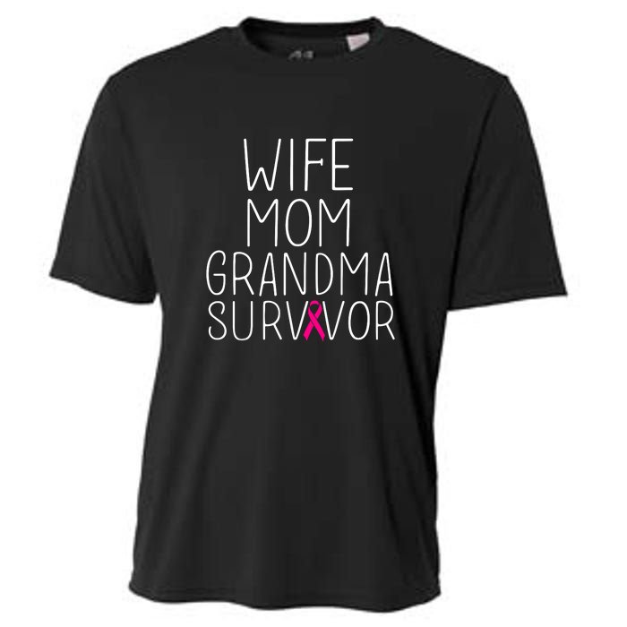 Wife Mom Grandma Survivor Pink Ribbon Breast Cancer Gift Cooling Performance Crew T-Shirt