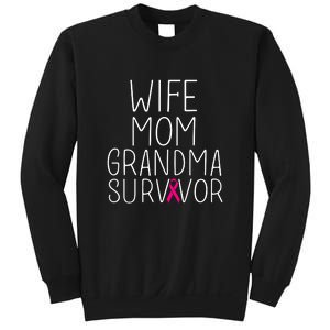 Wife Mom Grandma Survivor Pink Ribbon Breast Cancer Gift Sweatshirt