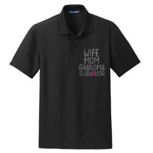 Wife Mom Grandma Survivor Pink Ribbon Breast Cancer Gift Dry Zone Grid Polo