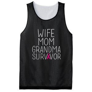 Wife Mom Grandma Survivor Pink Ribbon Breast Cancer Gift Mesh Reversible Basketball Jersey Tank