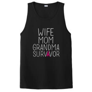 Wife Mom Grandma Survivor Pink Ribbon Breast Cancer Gift PosiCharge Competitor Tank