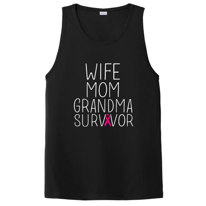 Wife Mom Grandma Survivor Pink Ribbon Breast Cancer Gift PosiCharge Competitor Tank