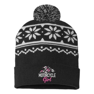 Womens Motorcycle Girl Bike Motor Motorcycle USA-Made Snowflake Beanie