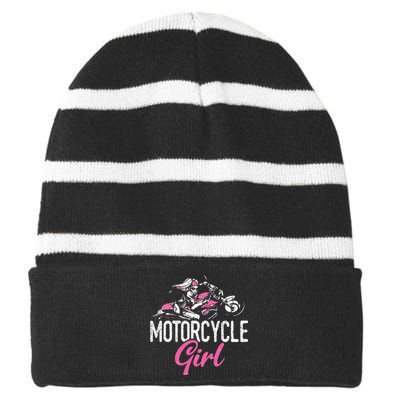 Womens Motorcycle Girl Bike Motor Motorcycle Striped Beanie with Solid Band