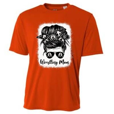 Wrestling Mom Gift Messy Bun Wrestle Wrestler MotherS Day Cool Gift Cooling Performance Crew T-Shirt