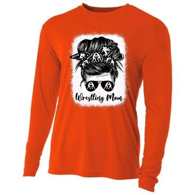 Wrestling Mom Gift Messy Bun Wrestle Wrestler MotherS Day Cool Gift Cooling Performance Long Sleeve Crew