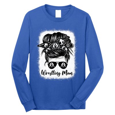 Wrestling Mom Gift Messy Bun Wrestle Wrestler MotherS Day Cool Gift Long Sleeve Shirt