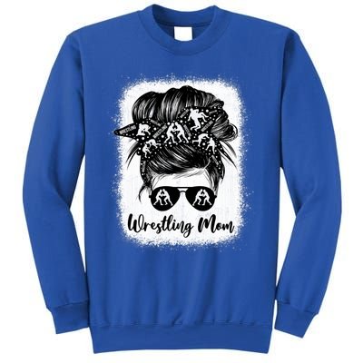 Wrestling Mom Gift Messy Bun Wrestle Wrestler MotherS Day Cool Gift Sweatshirt