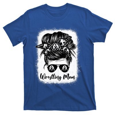 Wrestling Mom Gift Messy Bun Wrestle Wrestler MotherS Day Cool Gift T-Shirt