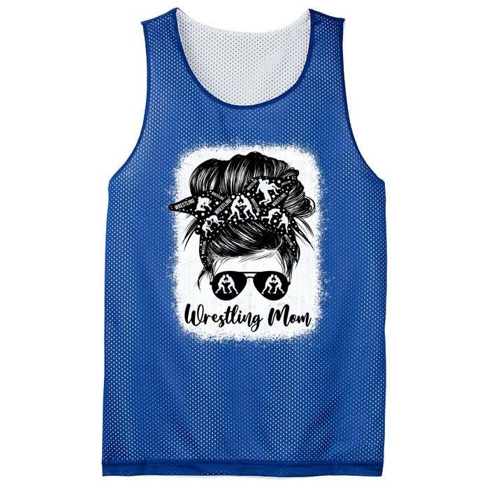 Wrestling Mom Gift Messy Bun Wrestle Wrestler MotherS Day Cool Gift Mesh Reversible Basketball Jersey Tank