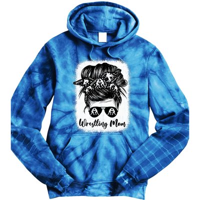 Wrestling Mom Gift Messy Bun Wrestle Wrestler MotherS Day Cool Gift Tie Dye Hoodie