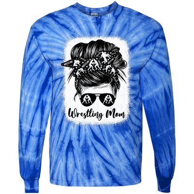 Wrestling Mom Gift Messy Bun Wrestle Wrestler MotherS Day Cool Gift Tie-Dye Long Sleeve Shirt