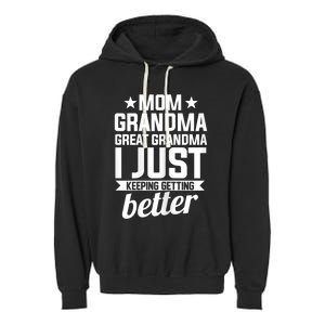 Womens Mom Grandma Great Grandma Mother Garment-Dyed Fleece Hoodie