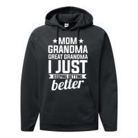 Womens Mom Grandma Great Grandma Mother Performance Fleece Hoodie