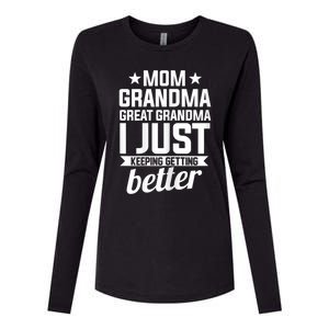 Womens Mom Grandma Great Grandma Mother Womens Cotton Relaxed Long Sleeve T-Shirt