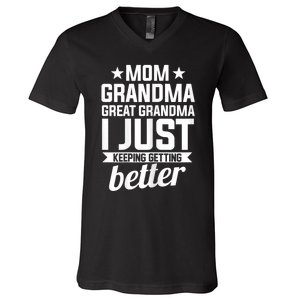 Womens Mom Grandma Great Grandma Mother V-Neck T-Shirt